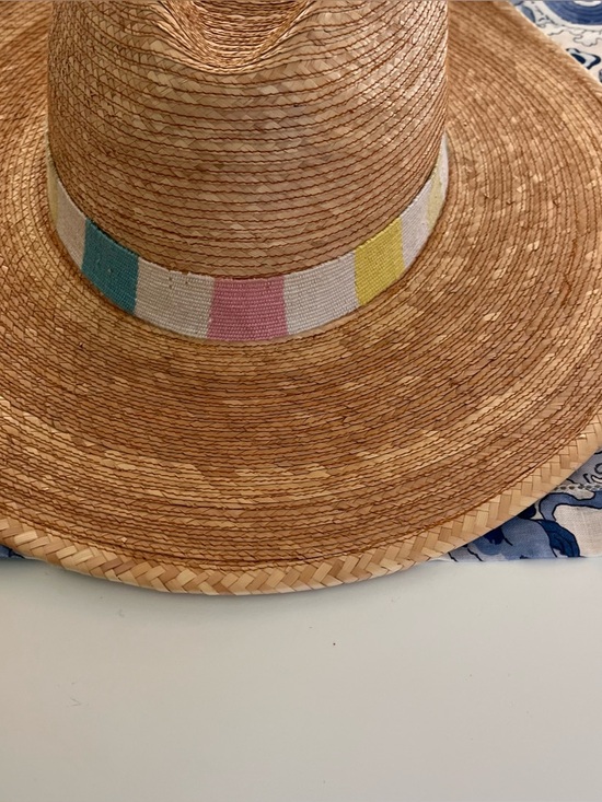 Sunshine Tienda Berta Palm Woven Straw Sun Hat with Multicolor Band main image 6